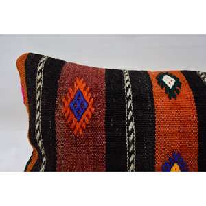 Multicolor Kilim Patchwork Wool <b>Pillow</b> 12x36 Inches Luxury Ethnic Vintage Leaves Pattern Woven Decorative Cushion 18x18 Inches - Product Image 2