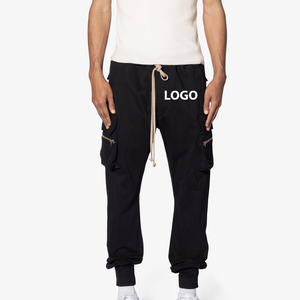 Pantalones Deportivos Cargo Negros Casuales para Hombre, de Primera Calidad, con Múltiples Bolsillos, 100% Algodón, Ecológicos, Transpirables, para Gimnasio, Jogging, Lavados - Product Image 1