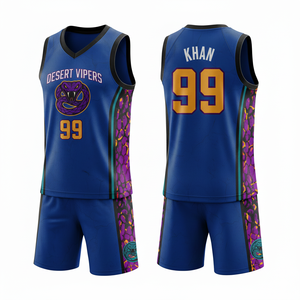Tenues d'équipe de basketball personnalisées grandes tailles, imprimées par sublimation, 100 % polyester, séchage rapide, respirantes, design 2026 - Product Image 4