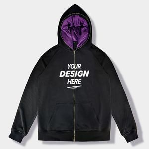 Sudadera con capucha de satén personalizada de fábrica bolsillo de canguro 100% algodón polar serigrafía Logo forro de seda interior sólido invierno Compatible - Product Image 6