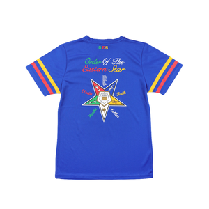 Camiseta de fútbol OES 100% algodón Orden de Eastern Star Shirt Custom Fraternity Sorority Apparel Top azul bordado - Product Image 5
