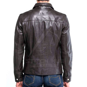 Veste en cuir de peau de vache pour hommes à prix raisonnable respirant hiver chaud tenue décontractée avec col montant style High Street - Product Image 2