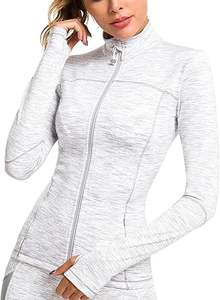 Chaqueta de entrenamiento atlética con cremallera completa para mujer, pana transpirable para gimnasio, Yoga, patrón sólido, camisetas para correr de invierno - Product Image 5
