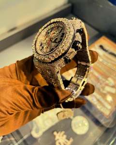 Montre diamant Moissanite en or blanc 10 carats, montre unique Moissanite, montre automatique, montre pour adultes, acier inoxydable - Product Image 5