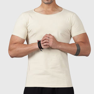 T-shirts pour hommes en mélange polyester/coton, coupe ajustée, séchage rapide, haute qualité, décontractés, personnalisables, couleur unie, design vierge, logo thermique - Product Image 1