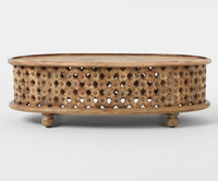 Table basse rectangulaire en bois de manguier massif sculpté à la main par des artisans du Rajasthan, décoration d'intérieur luxueuse