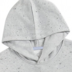 High Quality Winter Casual Wear Basic 100% Cotton Rhinestone Hoodie Designed for <b>Comfort</b> Style Great Relaxed Outings Breathable - Product Image 3