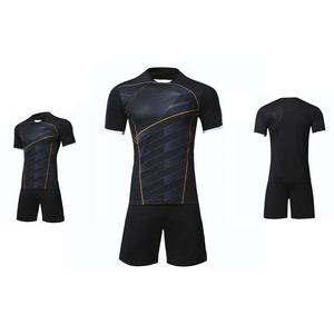 Maillot de football Elite Blackout avec impression graphique Gold Line frappante Kit de qualité Pro pour l'entraînement d'équipe et les matchs uniformes de football - Product Image 1