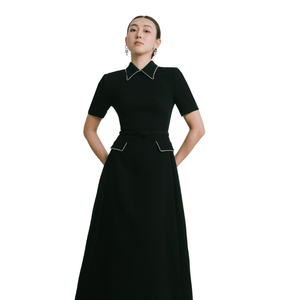 Material de buena calidad DETALLE DE CADENA ILY VESTIDO MIDI Marca de ropa sostenible Vestidos cómodos para mujer Vestido MIDI acampanado - Product Image 1