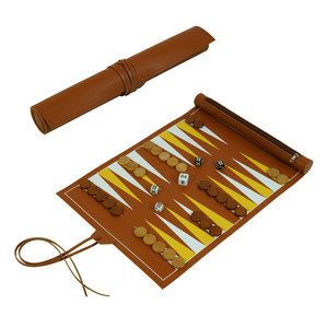Custom Luxury Quality PU Leather Roll-up <b>Backgammon</b> Set with Two Dice Cup Portable <b>Travel</b> Engraved <b>Backgammon</b> Board - Product Image 1