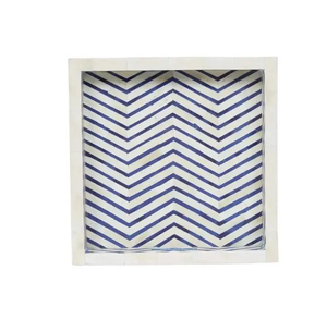 Bandeja para servir con incrustaciones de hueso hechas a mano de diseño único Bandeja rectangular artesanal con asas de la India por UF INTERNATIONAL - Product Image 4