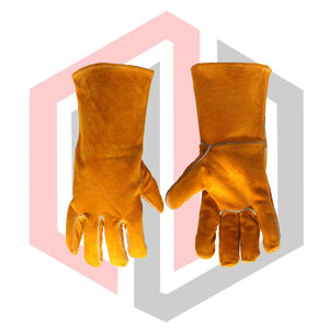 Gants de travail en cuir pleine longueur résistants à la chaleur 11 oz, texture lisse, en cuir de vachette robuste, pour soudure, résistants aux déchirures et anti-coupures - Product Image 5