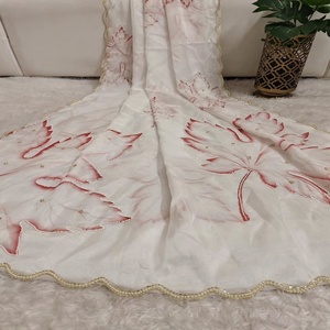 ผ้าออร์แกนซ่าที่สวยงามพร้อมลายพิมพ์และงานส่าหรีผู้หญิงแฟชั่นผู้ผลิตจากอินเดียในอัตราที่ต่ำที่สุด - Product Image 1