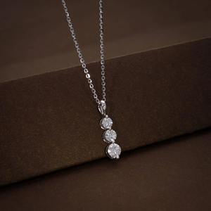 <b>Hot</b> Seller Round Cut VVS Moissanite Diamond Three <b>Stone</b> Pendant Necklace With 925 Silver Luxury Fine Jewelry For Women Fashion - Product Image 3