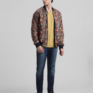 2026 OEM Custom Logo Print Canvas Front Winter Street Style Stand Collar Bomber <b>Jacket</b> for <b>Men</b> Wholesale - Product Image 5