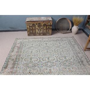 Alfombra Turca Vintage, Alfombra de 6.3x9.3 pies, Alfombra de Lana con Puntos Azules - Product Image 4