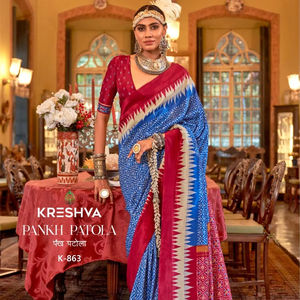 Saree en soie douce de créateur indien et pakistanais vêtements de mariage élégants avec un beau design de tissage pour une utilisation traditionnelle et festive - Product Image 1