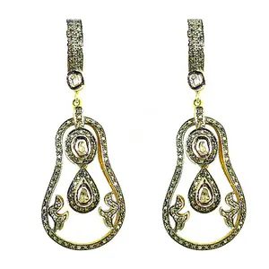 Pendientes de Lágrima con Diamantes y Baño de Oro para Mujer, Accesorio de Joyería Elegante - Product Image 1