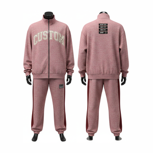 Conjunto Deportivo Personalizado para Hombre, con Cremallera Frontal, Estampado de Letras, Informal, para Otoño, 2 Piezas, Pantalones Jogger Transpirables - Product Image 2