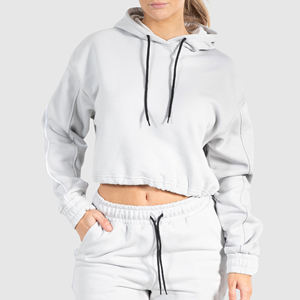 <b>Women</b> Crop Top Hoodies 100% Cotton <b>Fleece</b> High Quality <b>Women's</b> Cropped Hoodies Long Sleeves Cute <b>Pattern</b> Printed Crop Top Hoodie - Product Image 1