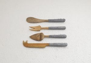 Juego de cubiertos con mango de hormigón y madera Natural para cocina, juego de cubiertos de alta calidad con tenedor y cuchara de madera - Product Image 3