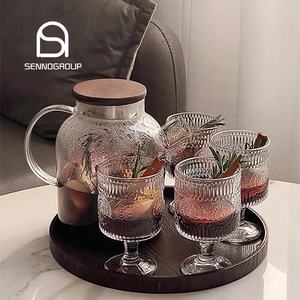 크리스마스 레트로 와인 잔 세트 6 <span class=keywords><strong>mulled</strong></span> 해바라기 모양 줄무늬 양각 마시는 컵 주전자 와인 잔 이벤트 양초 만들기 - Product Image 2