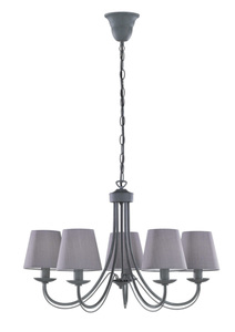 Lampada a sospensione Cortez a 5 tonalità, tessuto grigio e metallo, 3xE14 (Trio Lighting 110600578) - Product Image 1