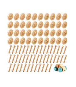 48 Packs Wooden Wheels Toys Small Wood Wheels with Axle Pegs, Mini Wooden Craft Wheels for DIY Crafts Cars Toy Painting Woodwork