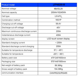 Batería Solar Híbrida <span class=keywords><strong>GEMERA</strong></span> 51.2V 200Ah LiFePO4 - Sistema de Almacenamiento de Energía Doméstica de 10kWh con Comunicación CAN para Respaldo Residencial - Product Image 3