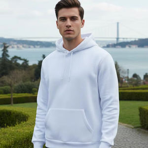 Sweat-shirt à capuche en molleton français à 3 fils, coupe classique, motif uni, doublure en polaire, poche kangourou, 100% coton tricoté, écologique - Product Image 1