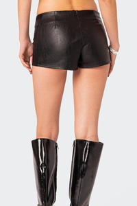 Exclusive Leather Casualwear High Elastic Waisted Summerwear Unique Soft Cotton Blended Lightweight Breathable <b>Shorts</b> For Women - Product Image 3