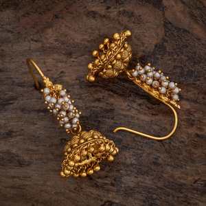 Pendientes Colgantes Vintage Silver Temple 170615 Chapados en Oro Blanco con Esmeralda, Perla y Diseño Floral para Bodas - Product Image 3