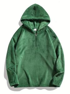 Polaire demi-fermeture éclair sweat à capuche surdimensionné Streetwear pull sweat Logo personnalisé chaud hiver unisexe usine approvisionnement en gros - Product Image 2