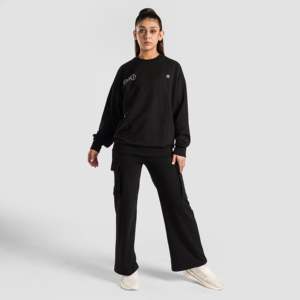 Sweat-shirt surdimensionné pour femme Sanctuary, en maille de soie respirante, coupe courte, noir, de haute qualité - Product Image 4