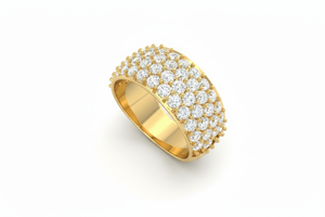 Anillo de Oro de 14K para Mujer con Cuatro Hileras de Diamantes Naturales Brillantes para Cualquier Ocasión - Product Image 4