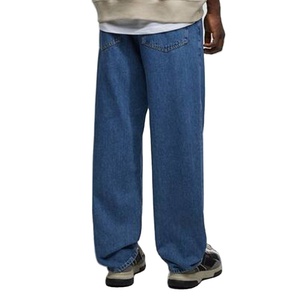 กางเกงยีนส์ทรงหลวมสีน้ำเงินเข้มสำหรับผู้ชายกางเกงยีนส์ทรงตรงไฮสตรีทสีน้ำเงิน100% งานตามสั่ง - Product Image 2