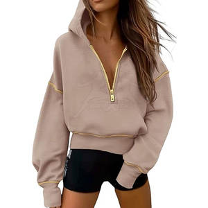 Factory Direct <b>Sale</b> Women Half <b>Zipper</b> Hoodies Latest Design Women Half <b>Zipper</b> Hoodies in Stock - Product Image 1