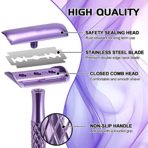 Maquinilla de afeitar de acero inoxidable personalizada, afeitadora húmeda de residuos cero, maquinilla de afeitar desechable de seguridad para afeitar, embalaje personalizado por ANAAIF - Product Image 4