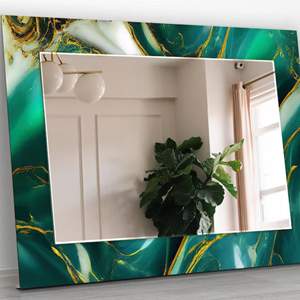 Miroir d'entrée vert pour vanité de salle de bain-Miroir décoratif sur verre trempé-Miroir de salon Décoration de maison de luxe - Product Image 1