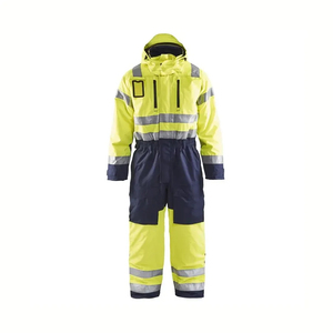 Men High Visibility Reflective <b>Waterproof</b> Cotton/Polyester Breathable Quick Dry Workwear Suit Safety Protective Uniform Yellow - Product Image 1