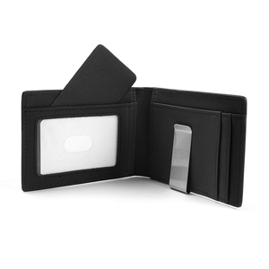 <b>Men's</b> Genuine Leather Slim <b>Wallet</b> With Striped Lining Fold Closure Card Holder Short Length Minimalist Design - Product Image 5