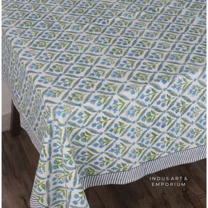 Nappe de table imprimée en toile de coton indien floral fait à la main 6 places et 8 places pour la fête de mariage et la maison - Product Image 5