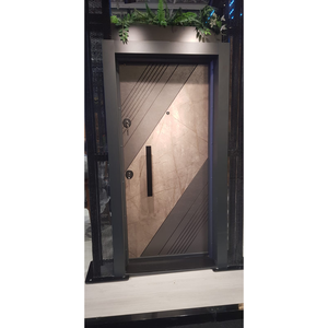 High Quality Modern Copper Steel Exterior <b>Doors</b> for Luxury Villa and Apartment <b>Front</b> <b>Entry</b> with Stone Appearance - Product Image 1