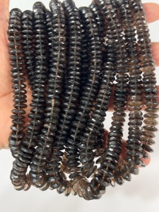 AAA naturel Smokey Quartz allemand coupe facettes Rondelle perles taille 8 à 10mm 14 pouces brin - Product Image 3