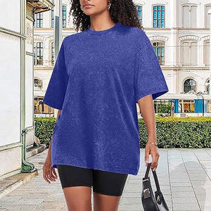 เสื้อยืดผ้าฝ้ายฟอกสีกรดสำหรับผู้หญิงออกแบบได้ตามต้องการสวมใส่สบายและเป็นมิตรกับสิ่งแวดล้อม - Product Image 4