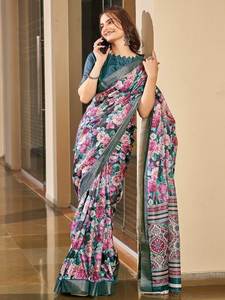 Designer Saree With Geometric Digital Printed <b>Art</b> - Product Image 2