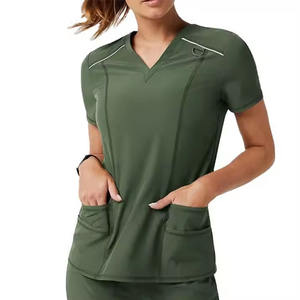 Uniforme de gommage pour femmes Top col en V Panneau en tricot Uniforme d'infirmière Uniforme de gommage en vente entière Lot de stock disponible uniforme médical pour infirmières - Product Image 2