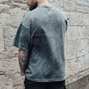 T-shirt uni en coton délavé à l'acide pour hommes de grande taille T-shirts vierges vente en gros T-shirt délavé à l'acide - Product Image 4