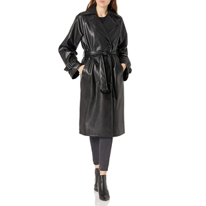 Última llegada abrigo largo OEM personalizado cálido mujer abrigo de cuero señoras largo PU abrigo por village IMPEX - Product Image 2