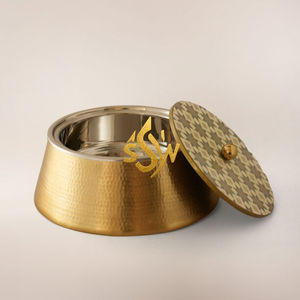 Casserole ronde de qualité supérieure, couleur or et gris, très vendue, chauffe-plat de table en métal à prix avantageux - Product Image 6